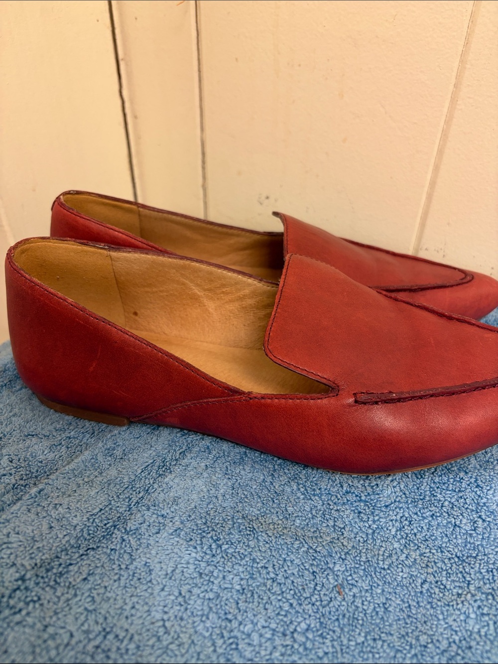 Madewell 7.5 Red Leather Slip-On Loafers